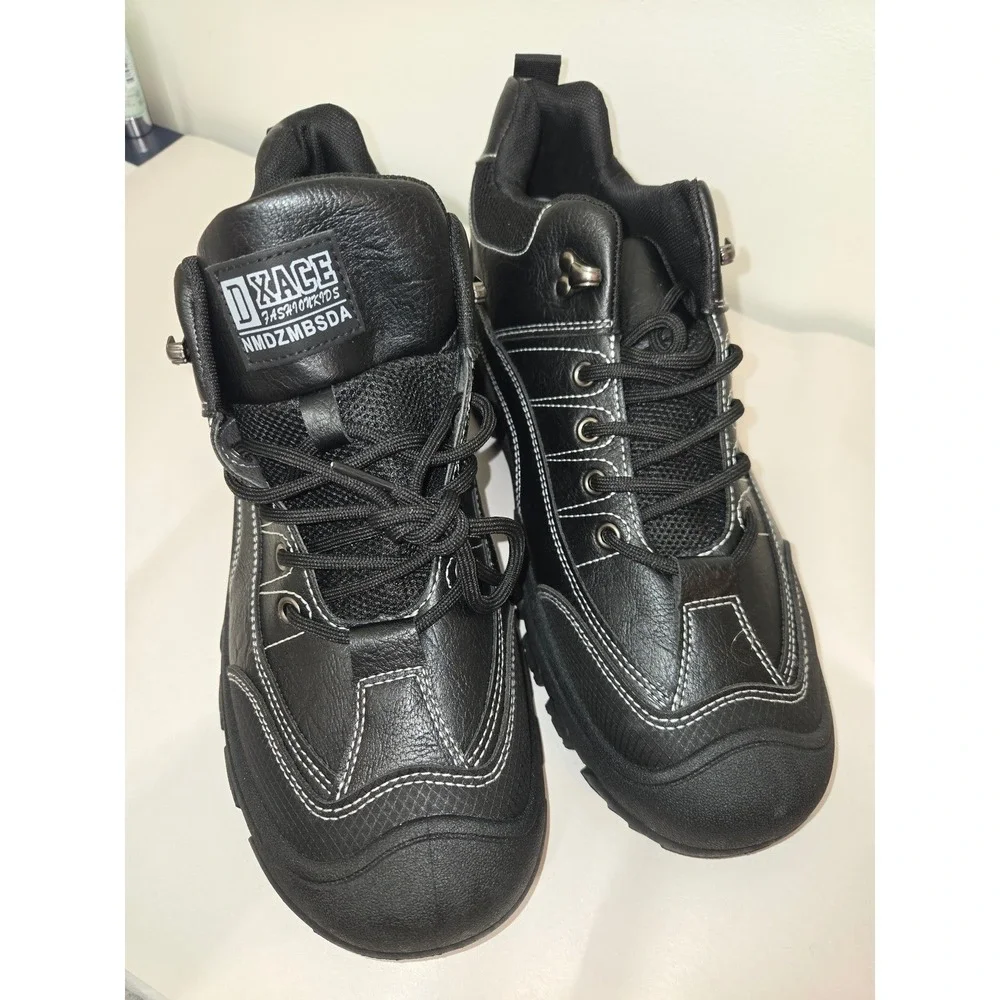 NEW no Box, Men's Black Ankle‎ Boots Lace Up Lug Sole Casual Shoes